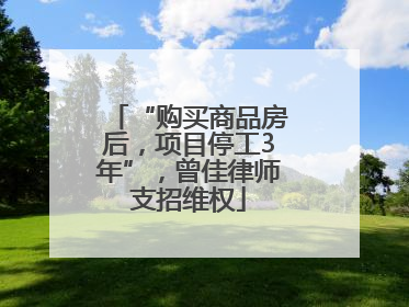 “购买商品房后，项目停工3年”，曾佳律师支招维权