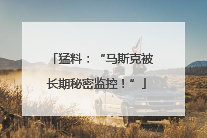 猛料：“马斯克被长期秘密监控！”