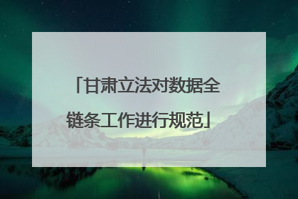甘肃立法对数据全链条工作进行规范