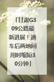 甘肃G309公路最新进展！通车后两地间用时缩短30分钟
