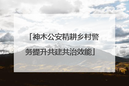 神木公安精耕乡村警务提升共建共治效能