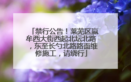 禁行公告！莱芜区嬴牟西大街西起北坛北路，东至长勺北路路面维修施工，请绕行