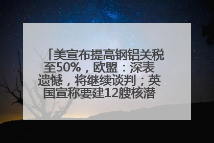 美宣布提高钢铝关税至50%，欧盟：深表遗憾，将继续谈判；英国宣称要建12艘核潜艇；马斯克最新发声：不想为美政府所做的一切承担责任丨早报