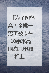 为了掏鸟窝！余姚一男子被卡在10余米高的高压电线杆上