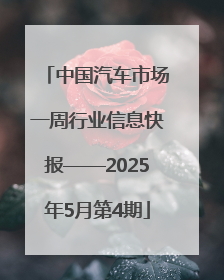 中国汽车市场一周行业信息快报——2025年5月第4期