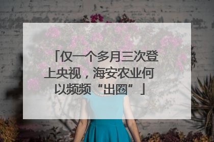 仅一个多月三次登上央视，海安农业何以频频“出圈”