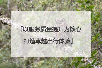 以服务质量提升为核心 打造卓越出行体验