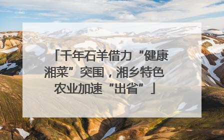 千年石羊借力“健康湘菜”突围，湘乡特色农业加速“出省”