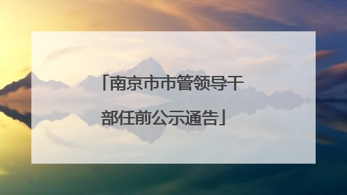 南京市市管领导干部任前公示通告