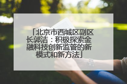 北京市西城区副区长郭洁：积极探索金融科技创新监管的新模式和新方法