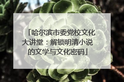 哈尔滨市委党校文化大讲堂：解锁明清小说的文学与文化密码