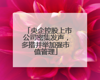央企控股上市公司密集发声，多措并举加强市值管理