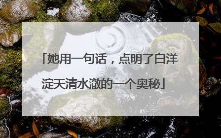 她用一句话，点明了白洋淀天清水澈的一个奥秘