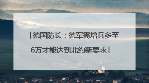 德国防长：德军需增兵多至6万才能达到北约新要求