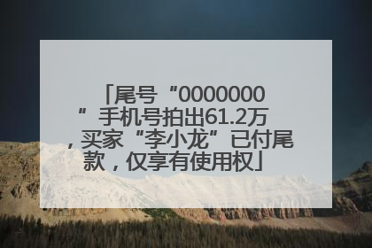 尾号“0000000”手机号拍出61.2万，买家“李小龙”已付尾款，仅享有使用权