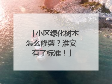 小区绿化树木怎么修剪？淮安有了标准！