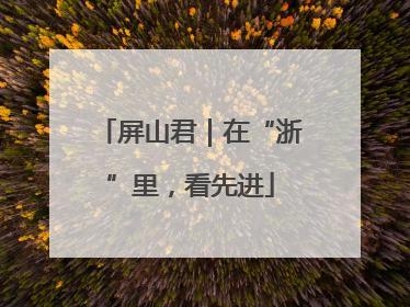 屏山君｜在“浙”里，看先进