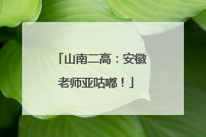 山南二高：安徽老师亚咕嘟！