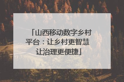 山西移动数字乡村平台：让乡村更智慧 让治理更便捷