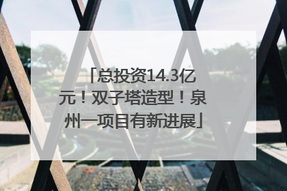 总投资14.3亿元！双子塔造型！泉州一项目有新进展