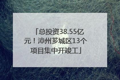 总投资38.55亿元！漳州芗城区13个项目集中开竣工
