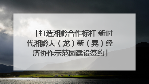 打造湘黔合作标杆 新时代湘黔大（龙）新（晃）经济协作示范园建设签约