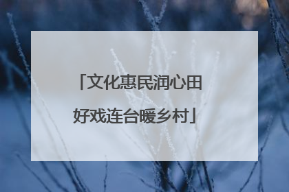 文化惠民润心田 好戏连台暖乡村