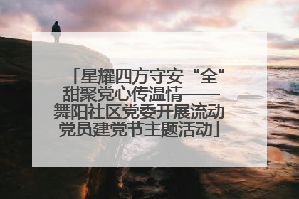 星耀四方守安“全” 甜聚党心传温情——舞阳社区党委开展流动党员建党节主题活动