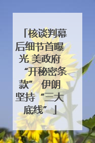 核谈判幕后细节首曝光 美政府“开秘密条款” 伊朗坚持“三大底线”