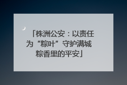 株洲公安：以责任为“粽叶”守护满城粽香里的平安