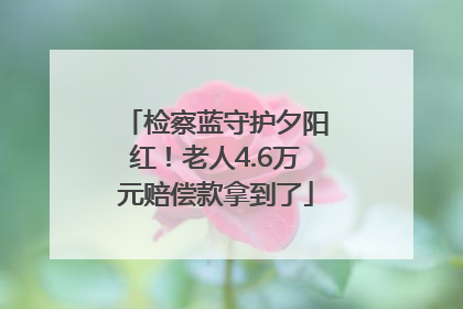 检察蓝守护夕阳红！老人4.6万元赔偿款拿到了