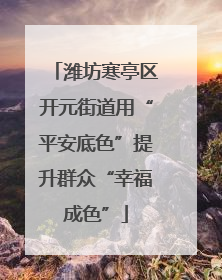 潍坊寒亭区开元街道用“平安底色”提升群众“幸福成色”