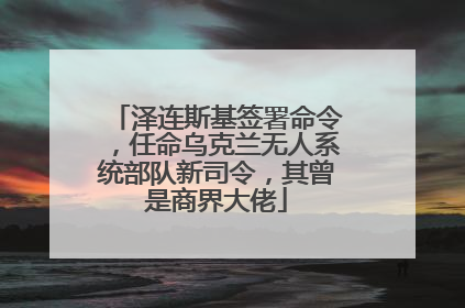 泽连斯基签署命令，任命乌克兰无人系统部队新司令，其曾是商界大佬