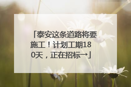 泰安这条道路将要施工！计划工期180天，正在招标→
