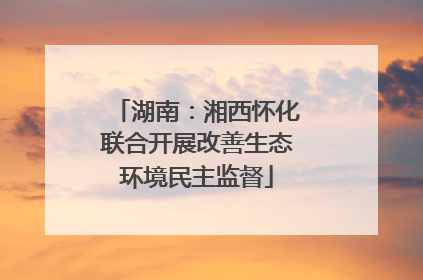 湖南：湘西怀化联合开展改善生态环境民主监督