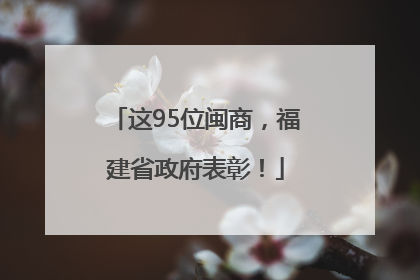 这95位闽商，福建省政府表彰！