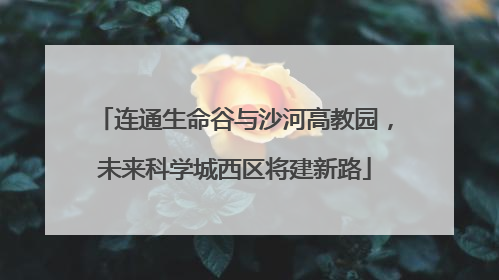 连通生命谷与沙河高教园，未来科学城西区将建新路