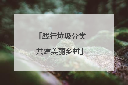 践行垃圾分类 共建美丽乡村