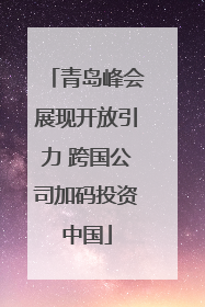 青岛峰会展现开放引力 跨国公司加码投资中国
