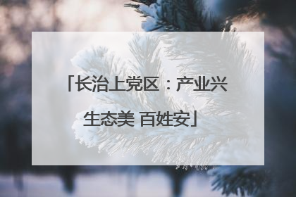 长治上党区：产业兴 生态美 百姓安