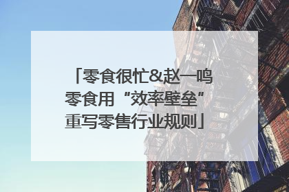 零食很忙&赵一鸣零食用“效率壁垒”重写零售行业规则