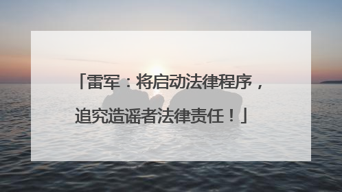 雷军：将启动法律程序，追究造谣者法律责任！