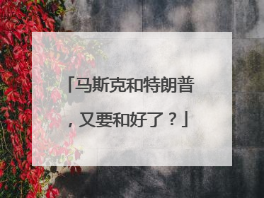 马斯克和特朗普，又要和好了？